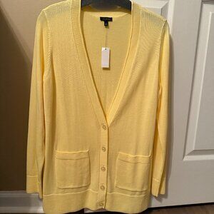 Talbots Girlfriend V-Neck Cardigan Sweater Yellow New